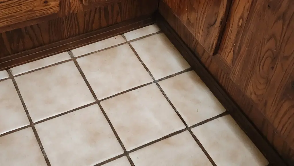 Tile and grout cleaned against oak wainscot in an Albuquerque home